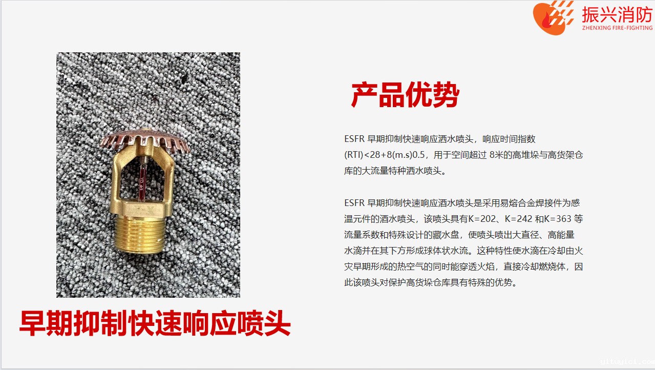 早期抑制快速响应喷头